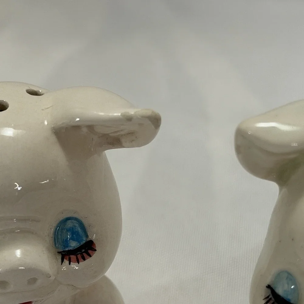 Vintage LEGO Taiwan Pig Ballerina Salt & Pepper Shakers Cute Ceramic Novelty Set